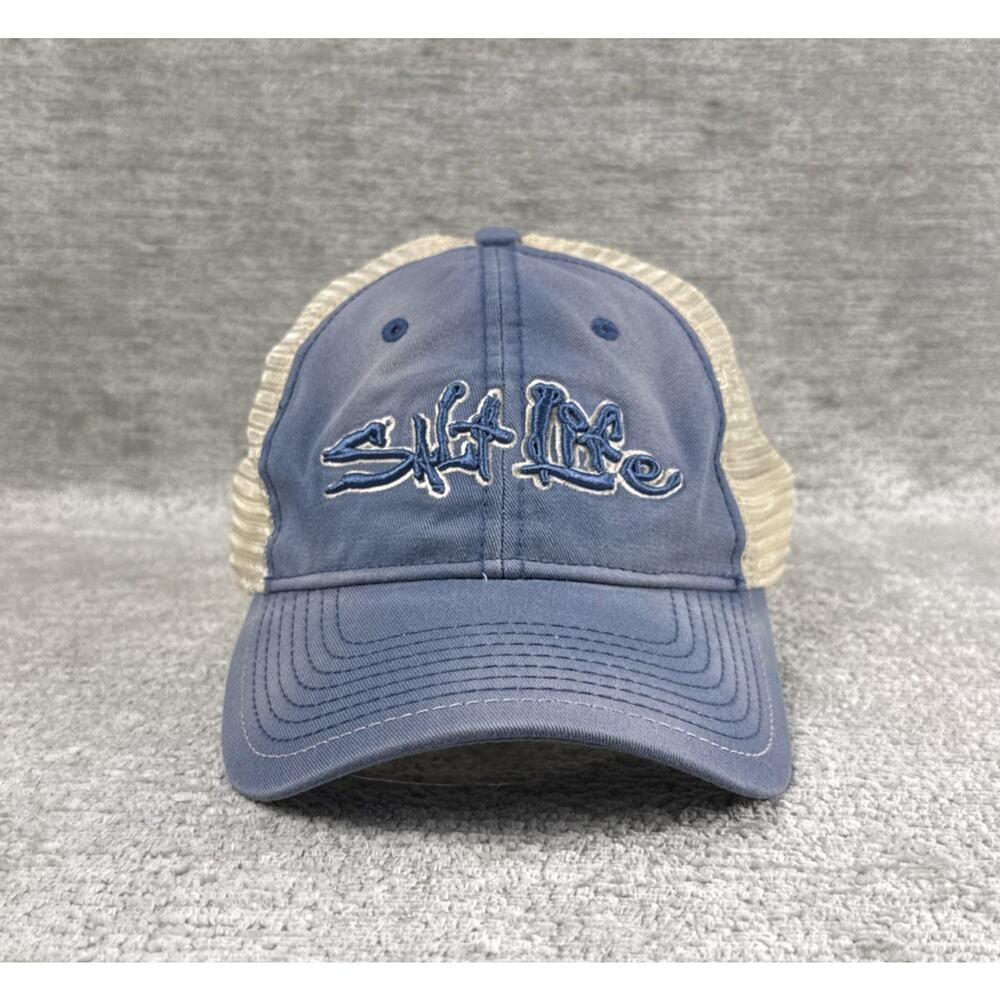 Salt Life Stance Trucker Hat Atlantic Blue Faded Mesh Snapback Fishing Cap